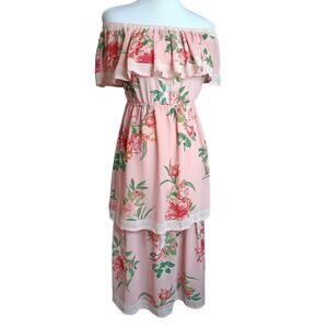 LULUS Off Shoulder‎ Dress Medium Pastel Pink Romantic Coquette Party Wedding